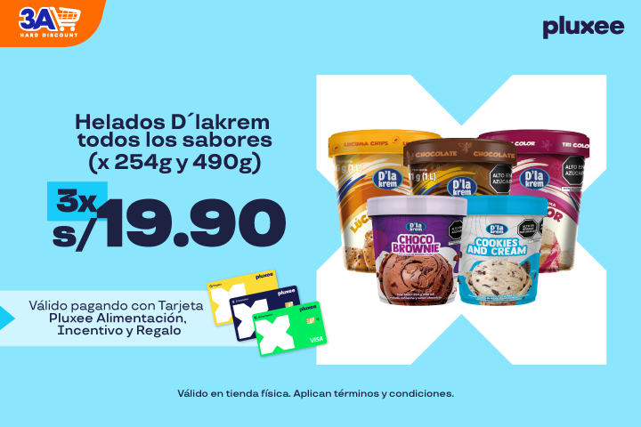HELADOS D´LAKREM TODOS LOS SABORES X 254G Y 490G 3 X S/19.90.PRECIO POR PACK.